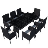 vidaXL 9 Piece Outdoor Dining Set with Cushions Poly Rattan Black, 42538