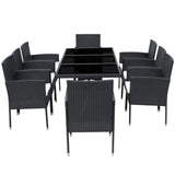 vidaXL 9 Piece Outdoor Dining Set with Cushions Poly Rattan Black, 42538