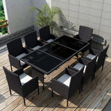 vidaXL 9 Piece Outdoor Dining Set with Cushions Poly Rattan Black, 42538