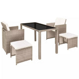 vidaXL 5 Piece Outdoor Dining Set with Cushions Poly Rattan Beige, 42555