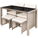 vidaXL 5 Piece Outdoor Dining Set with Cushions Poly Rattan Beige, 42555