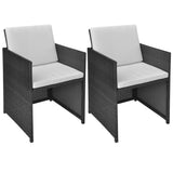 vidaXL Garden Chairs 2 pcs with Cushions and Pillows Poly Rattan Black, 42559