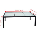vidaXL Garden Table Black 74.8"x35.4"x29.5" Poly Rattan, 42564