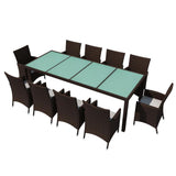 vidaXL 11 Piece Outdoor Dining Set with Cushions Poly Rattan Brown, 42569