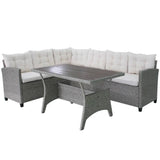 vidaXL 3 Piece Garden Lounge Set with Cushions Poly Rattan Gray, 42577