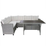 vidaXL 3 Piece Garden Lounge Set with Cushions Poly Rattan Gray, 42577