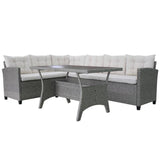vidaXL 3 Piece Garden Lounge Set with Cushions Poly Rattan Gray, 42577