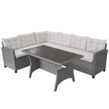 vidaXL 3 Piece Garden Lounge Set with Cushions Poly Rattan Gray, 42577