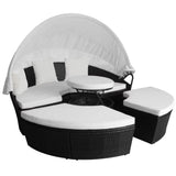 vidaXL Outdoor Lounge Bed Poly Rattan Black, 42579
