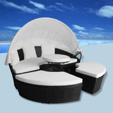 vidaXL Outdoor Lounge Bed Poly Rattan Black, 42579