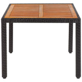vidaXL Garden Table 35.4"x35.4"x29.5" Poly Rattan and Solid Acacia Wood, 42587