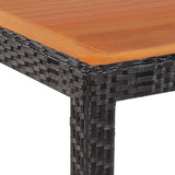 vidaXL Garden Table 35.4"x35.4"x29.5" Poly Rattan and Solid Acacia Wood, 42587