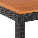 vidaXL Garden Table 74.8"x35.4"x29.5" Poly Rattan and Solid Acacia Wood, 42589