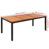 vidaXL Garden Table 74.8"x35.4"x29.5" Poly Rattan and Solid Acacia Wood, 42589