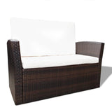 vidaXL 4 Piece Garden lounge set with Cushions Poly Rattan Brown, 42641