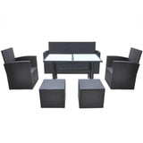 vidaXL 6 Piece Outdoor Dining Set with Cushions Poly Rattan Black, 42643