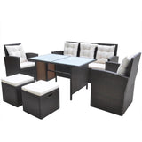 vidaXL 6 Piece Outdoor Dining Set with Cushions Poly Rattan Brown, 42644