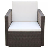 vidaXL Garden Chair with Cushions and Pillows Poly Rattan Brown, 42668