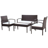 vidaXL 4 Piece Garden Lounge Set with Cushions Poly Rattan Brown, 42672