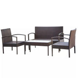 vidaXL 4 Piece Garden Lounge Set with Cushions Poly Rattan Brown, 42672