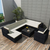 vidaXL 9 Piece Garden Lounge Set with Cushions Poly Rattan Black, 42675