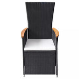 vidaXL Reclining Garden Chairs 2 pcs with Cushions Poly Rattan Black, 42695