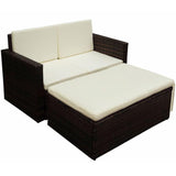vidaXL 2 Piece Garden Lounge Set with Cushions Poly Rattan Brown, 42733