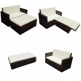 vidaXL 2 Piece Garden Lounge Set with Cushions Poly Rattan Brown, 42733