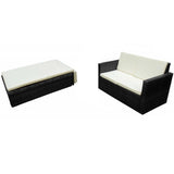 vidaXL 2 Piece Garden Lounge Set with Cushions Poly Rattan Black, 42734