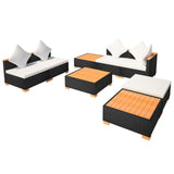 vidaXL 8 Piece Garden Lounge Set with Cushions Poly Rattan Black, 42756