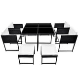 vidaXL 9 Piece Outdoor Dining Set with Cushions Poly Rattan Black, 42759