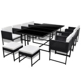 vidaXL 13 Piece Outdoor Dining Set with Cushions Poly Rattan Black, 42761