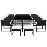 vidaXL 13 Piece Outdoor Dining Set with Cushions Poly Rattan Black, 42761