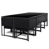 vidaXL 13 Piece Outdoor Dining Set with Cushions Poly Rattan Black, 42761