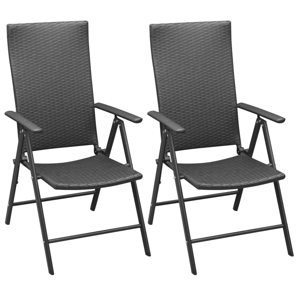 vidaXL Stackable Garden Chairs 2 pcs Poly Rattan Black, 42796