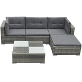 vidaXL 5 Piece Garden Lounge Set with Cushions Poly Rattan Gray, 42835