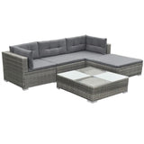 vidaXL 5 Piece Garden Lounge Set with Cushions Poly Rattan Gray, 42835