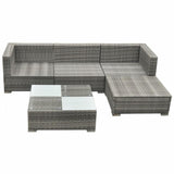 vidaXL 5 Piece Garden Lounge Set with Cushions Poly Rattan Gray, 42835