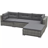 vidaXL 5 Piece Garden Lounge Set with Cushions Poly Rattan Gray, 42835