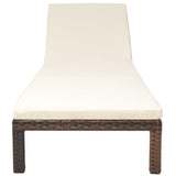 vidaXL Sun Lounger with Cushion Poly Rattan Brown, 42845