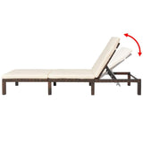 vidaXL Sun Lounger with Cushion Poly Rattan Brown, 42845