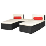 vidaXL 5 Piece Garden Lounge Set with Cushions Poly Rattan Black, 42852