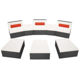 vidaXL 8 Piece Garden Lounge Set with Cushions Poly Rattan Black, 42854