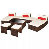 vidaXL 10 Piece Garden Lounge Set with Cushions Poly Rattan Brown, 42855