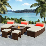 vidaXL 10 Piece Garden Lounge Set with Cushions Poly Rattan Brown, 42855