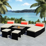 vidaXL 10 Piece Garden Lounge Set with Cushions Poly Rattan Black, 42856