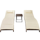 vidaXL Folding Sun Loungers 2 pcs with Table Poly Rattan Brown, 42859