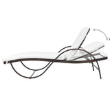 vidaXL Sun Lounger with Cushion & Table Poly Rattan Brown, 42885