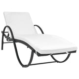 vidaXL Sun Lounger with Cushion & Table Poly Rattan Black, 42886