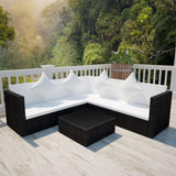 vidaXL 4 Piece Garden Lounge Set with Cushions Poly Rattan Black, 42895